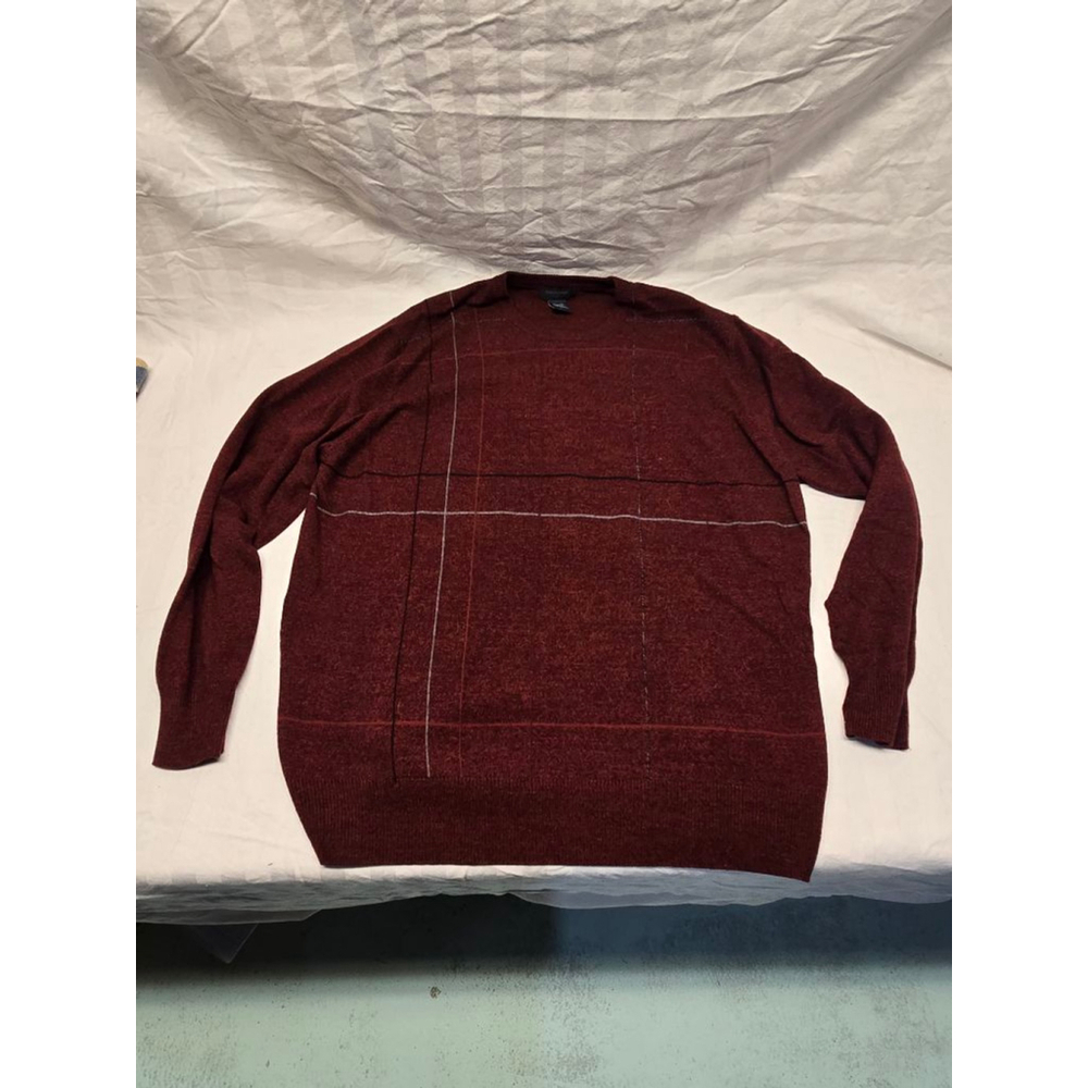 Men's Dockers Burgundy Plaid Crewneck Sweater XL